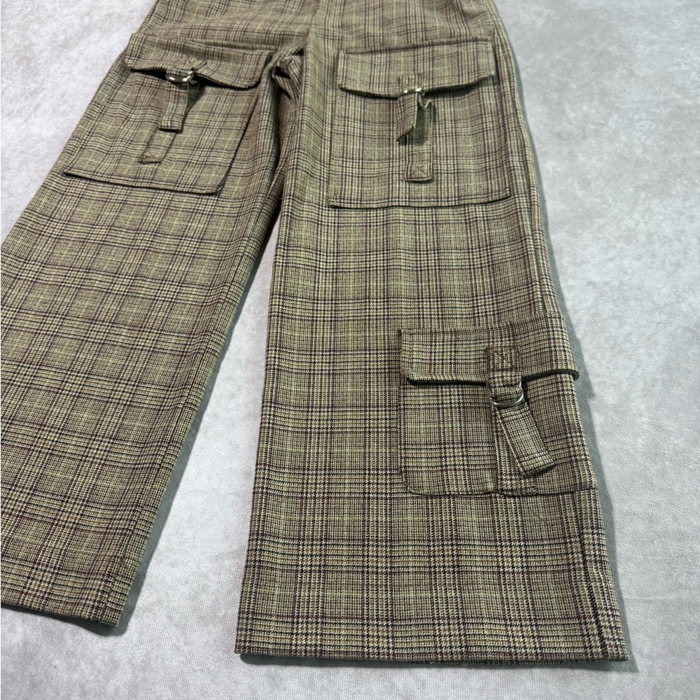 Zara Kids Plaid Cargo Joggers - Brown